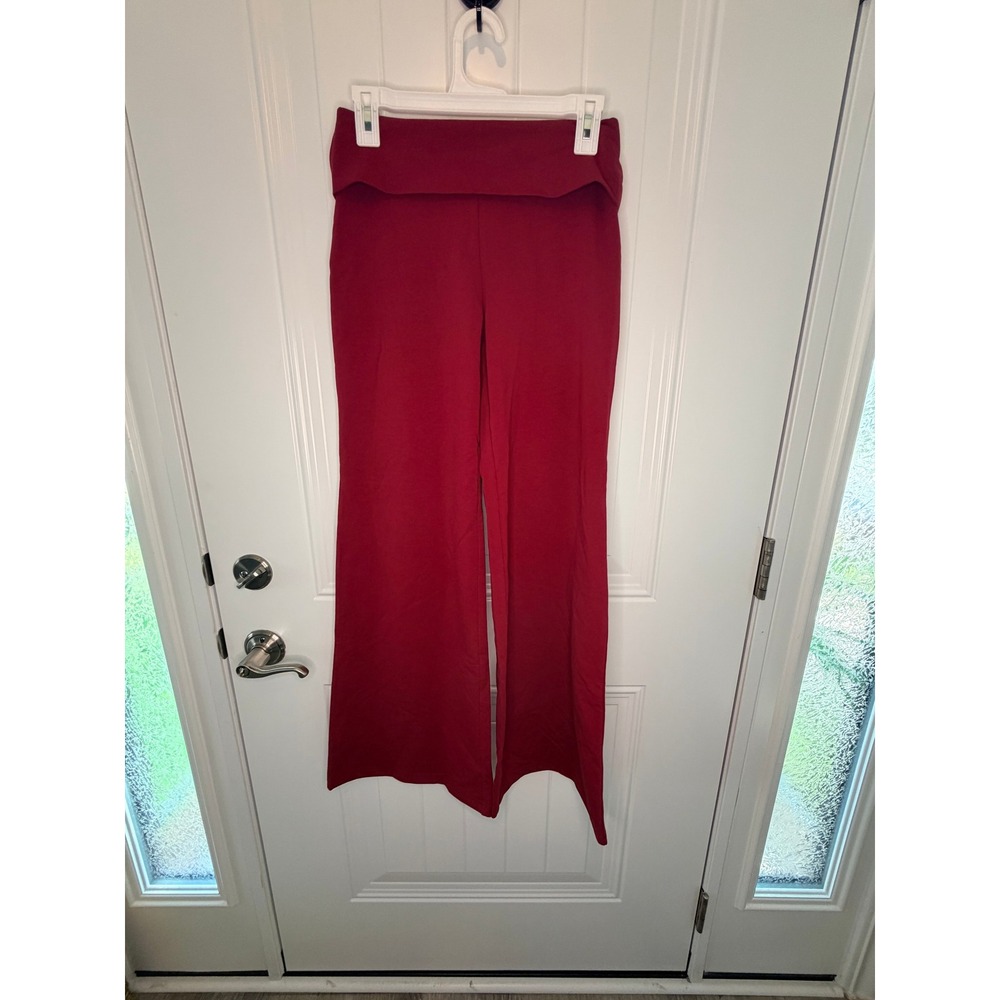 Edikted Yoga Pants Red Flare Leg Foldover Waistband Womens Large